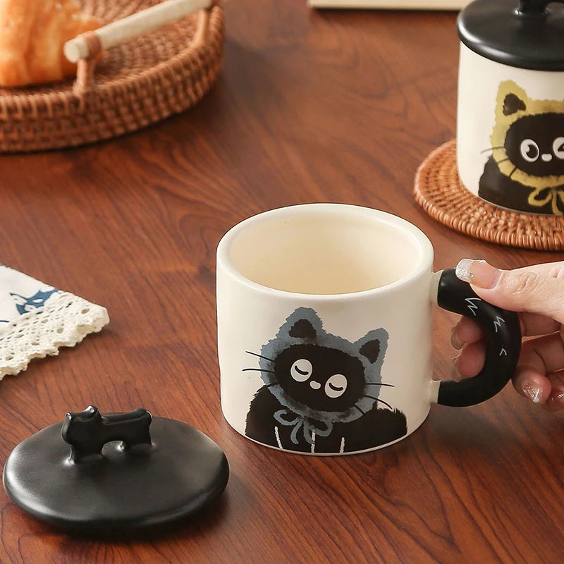 Cute Cat Mug With Lid