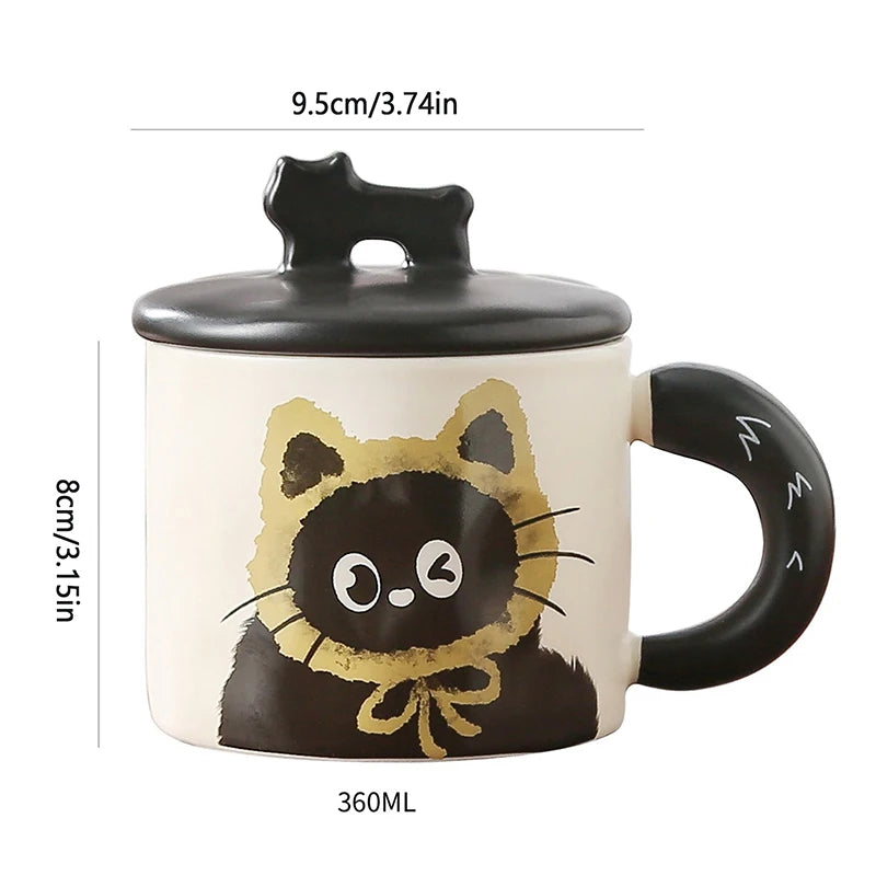 Cute Cat Mug With Lid