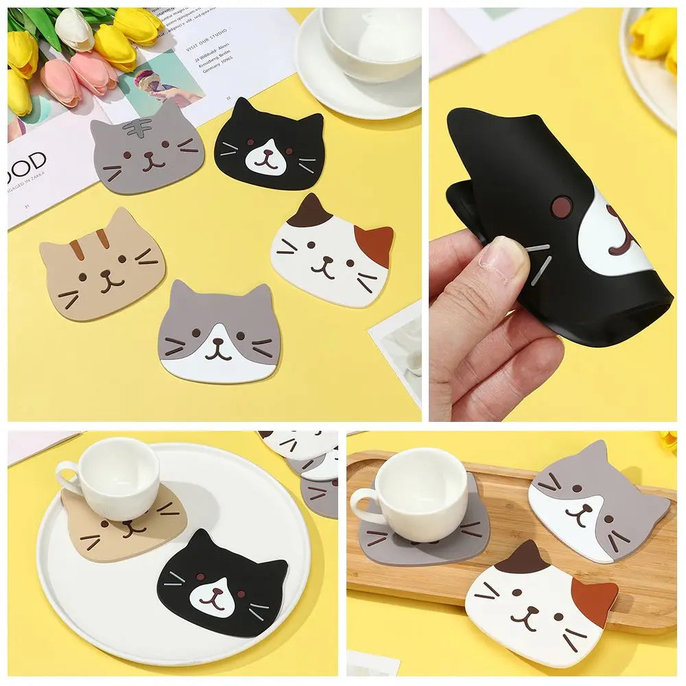 Cat Shaped Silicone Cup Mat Holder