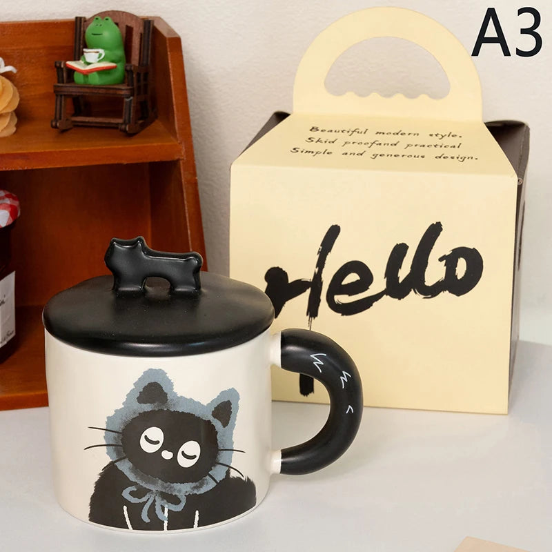 Cute Cat Mug With Lid