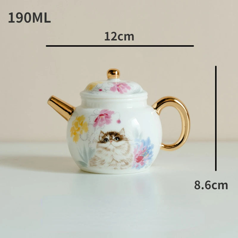 White Porcelain Cat Teapot