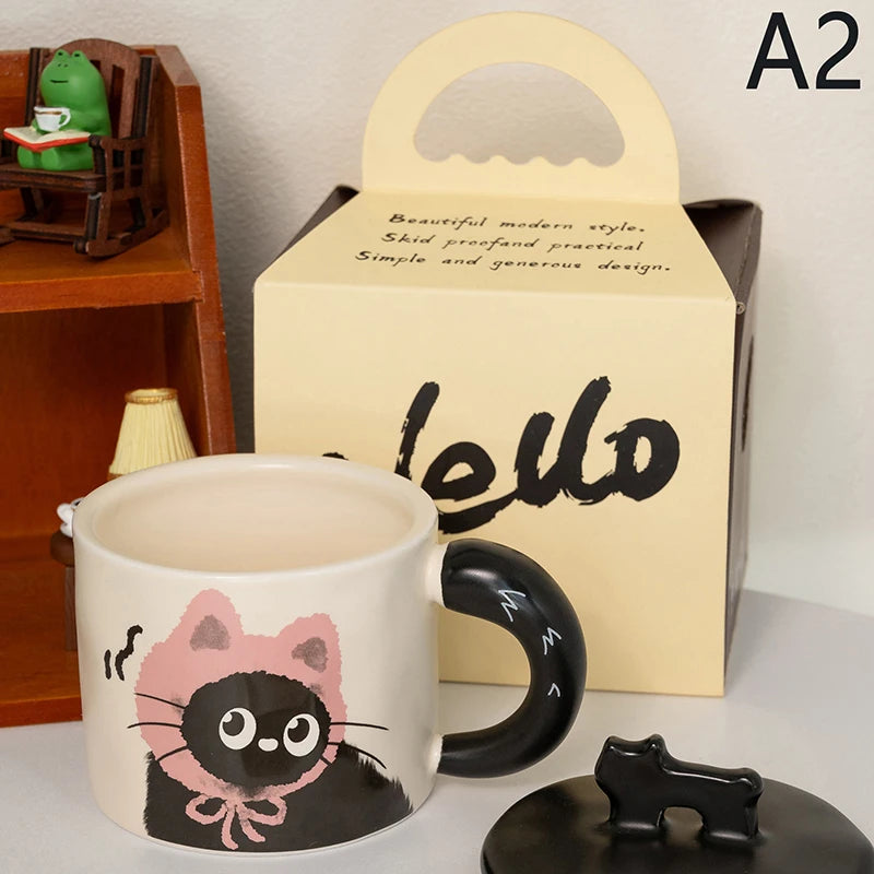 Cute Cat Mug With Lid