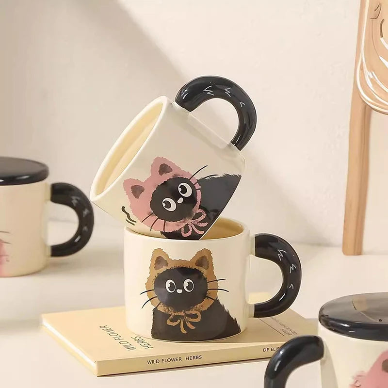 Cute Cat Mug With Lid