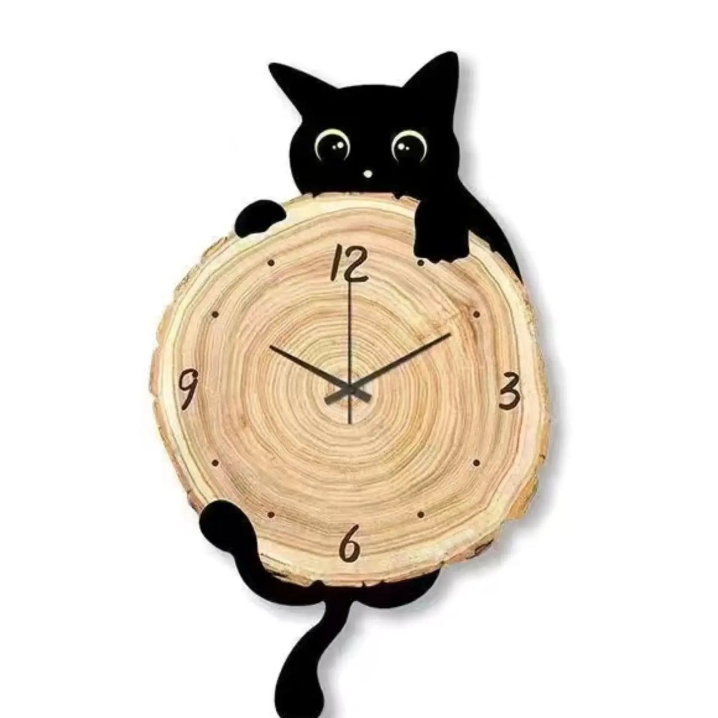 Wooden Cat Clock