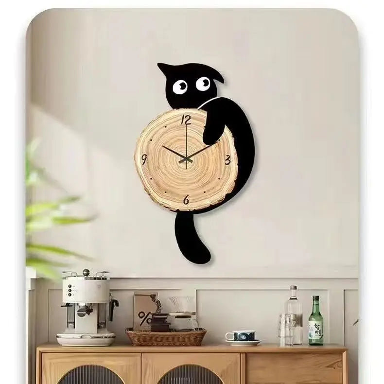 Wooden Cat Clock