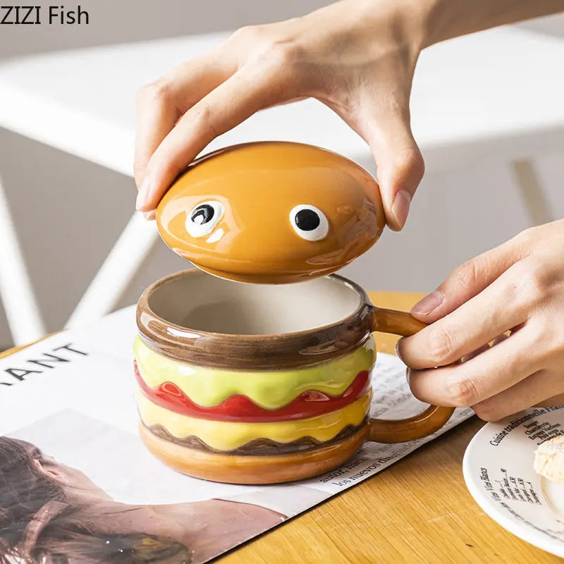 Hamburger Coffe Cup With Lid