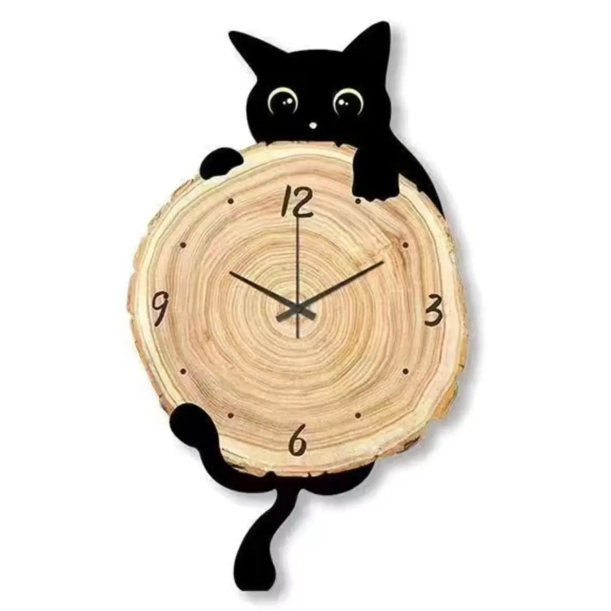 Wooden Cat Clock