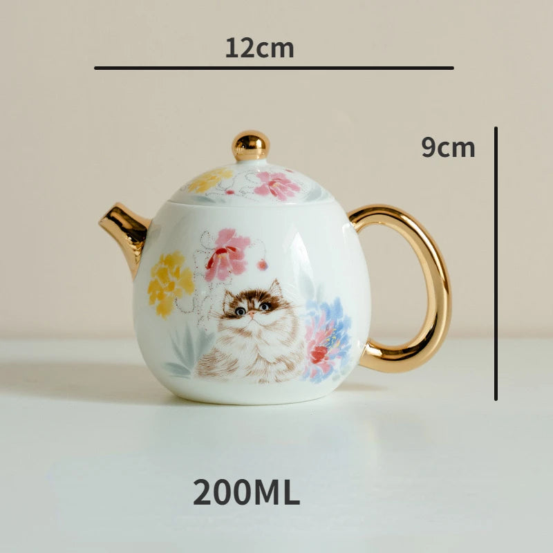 White Porcelain Cat Teapot