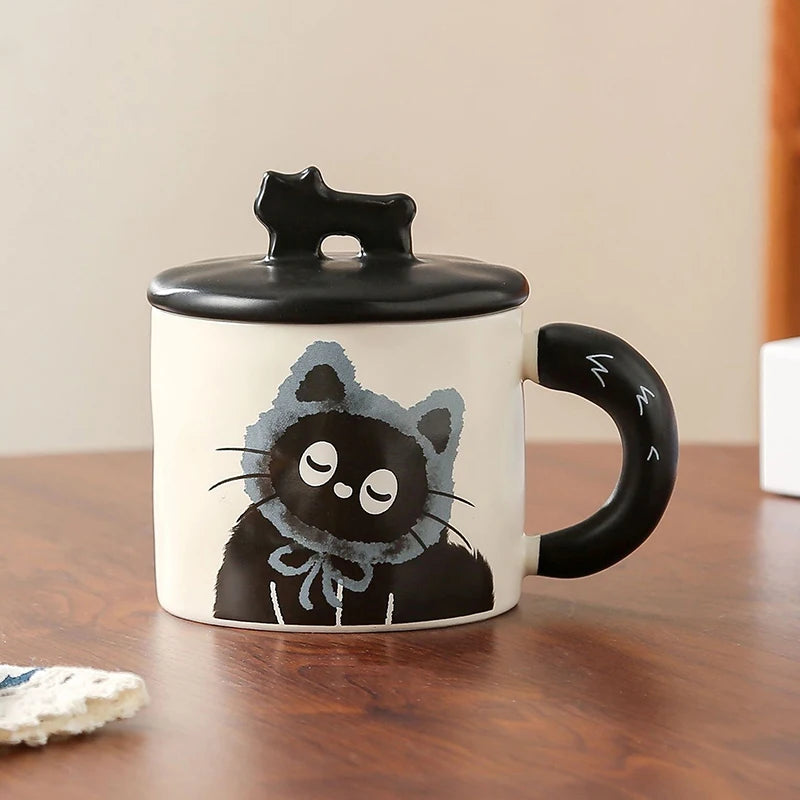 Cute Cat Mug With Lid