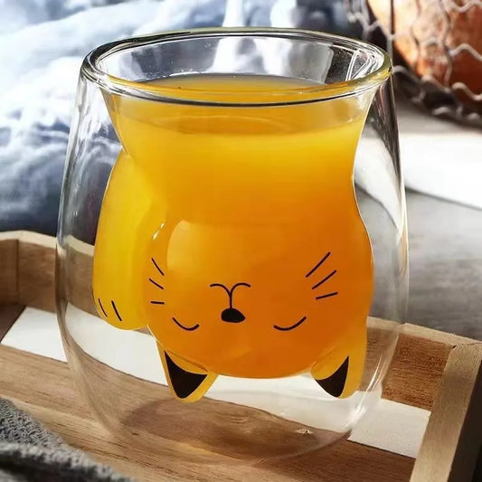 Cat Shaped Glass Coffee Mugs