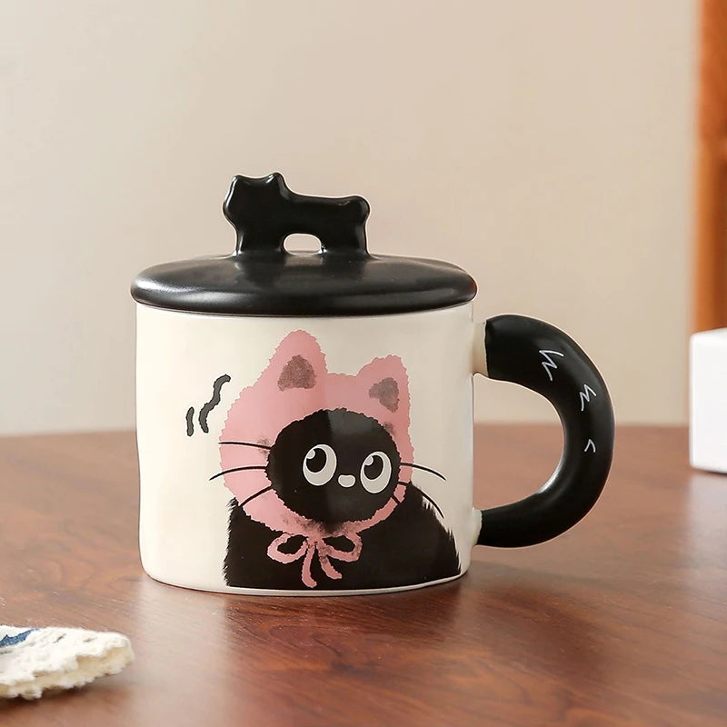 Cute Cat Mug With Lid