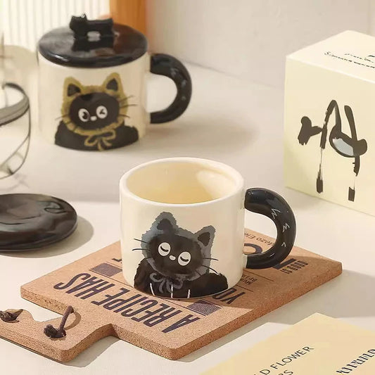 Cute Cat Mug With Lid