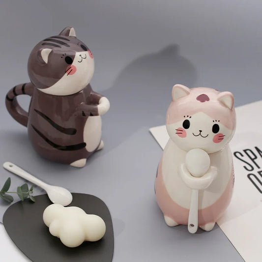 Cute Cat Mugs With Spoon