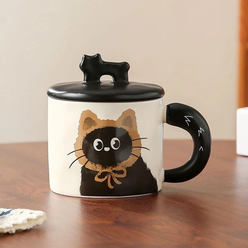 Cute Cat Mug With Lid