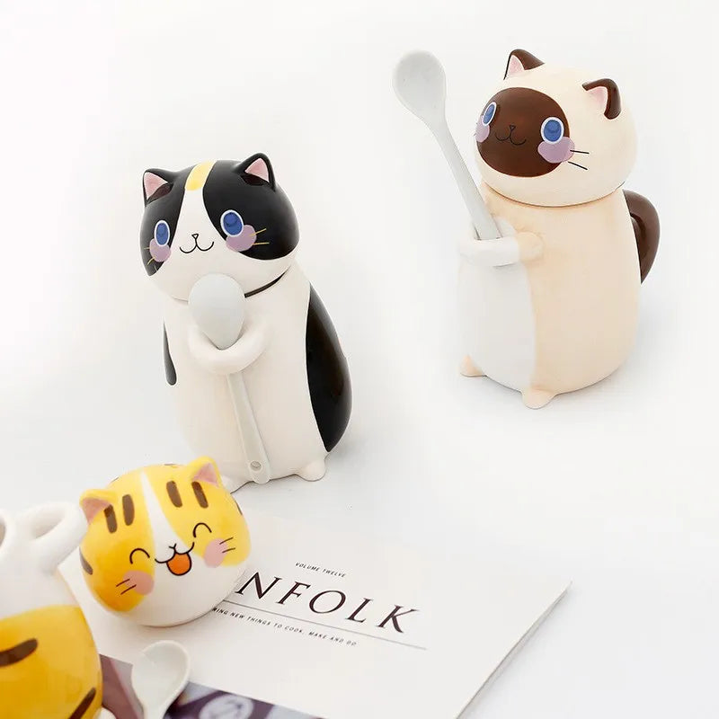 Cute Cat Mugs With Spoon