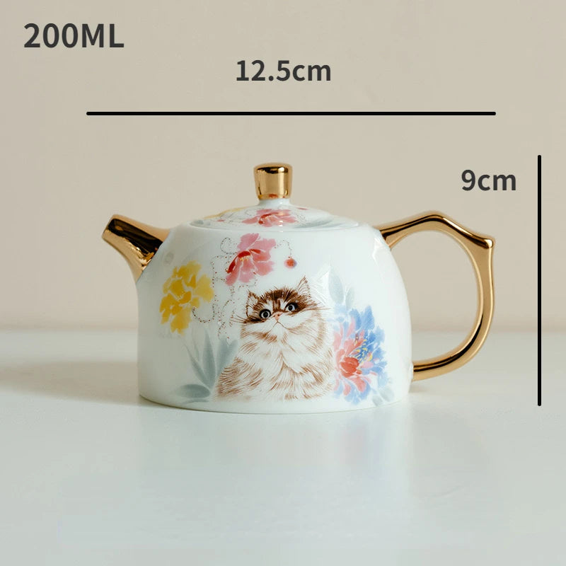 White Porcelain Cat Teapot