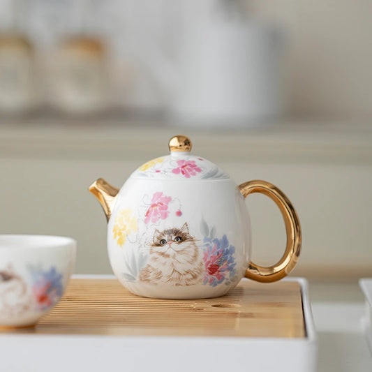 White Porcelain Cat Teapot