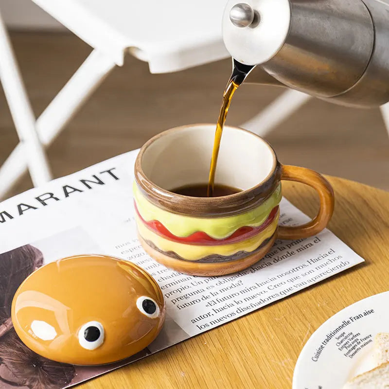 Hamburger Coffe Cup With Lid