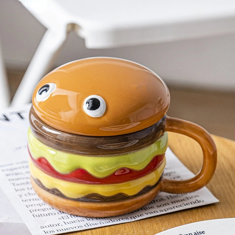 Hamburger Coffe Cup With Lid