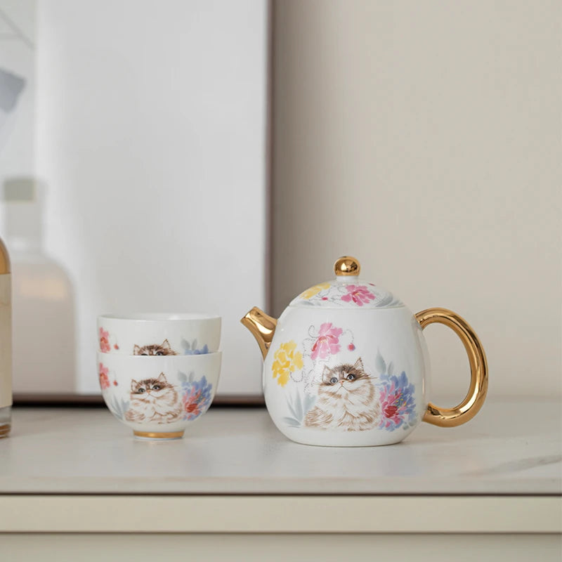 White Porcelain Cat Teapot