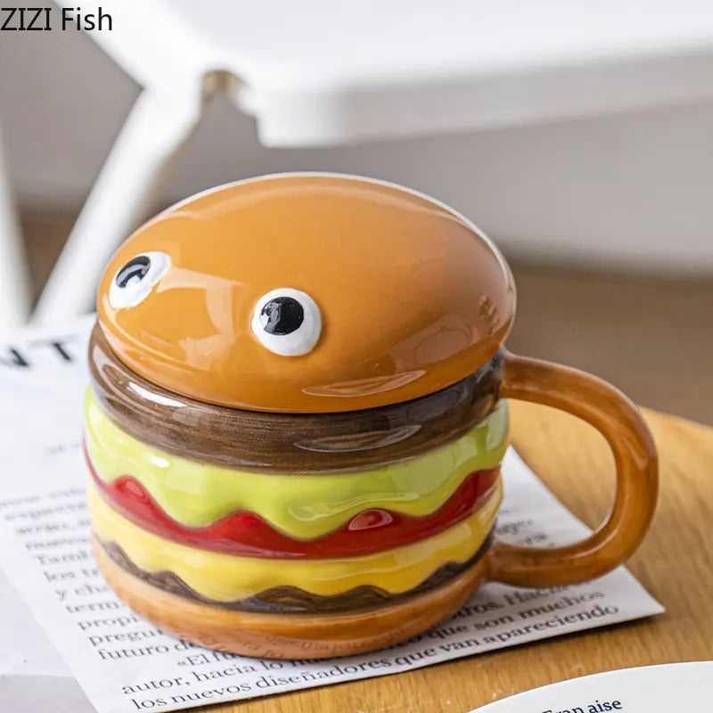 Hamburger Coffe Cup With Lid